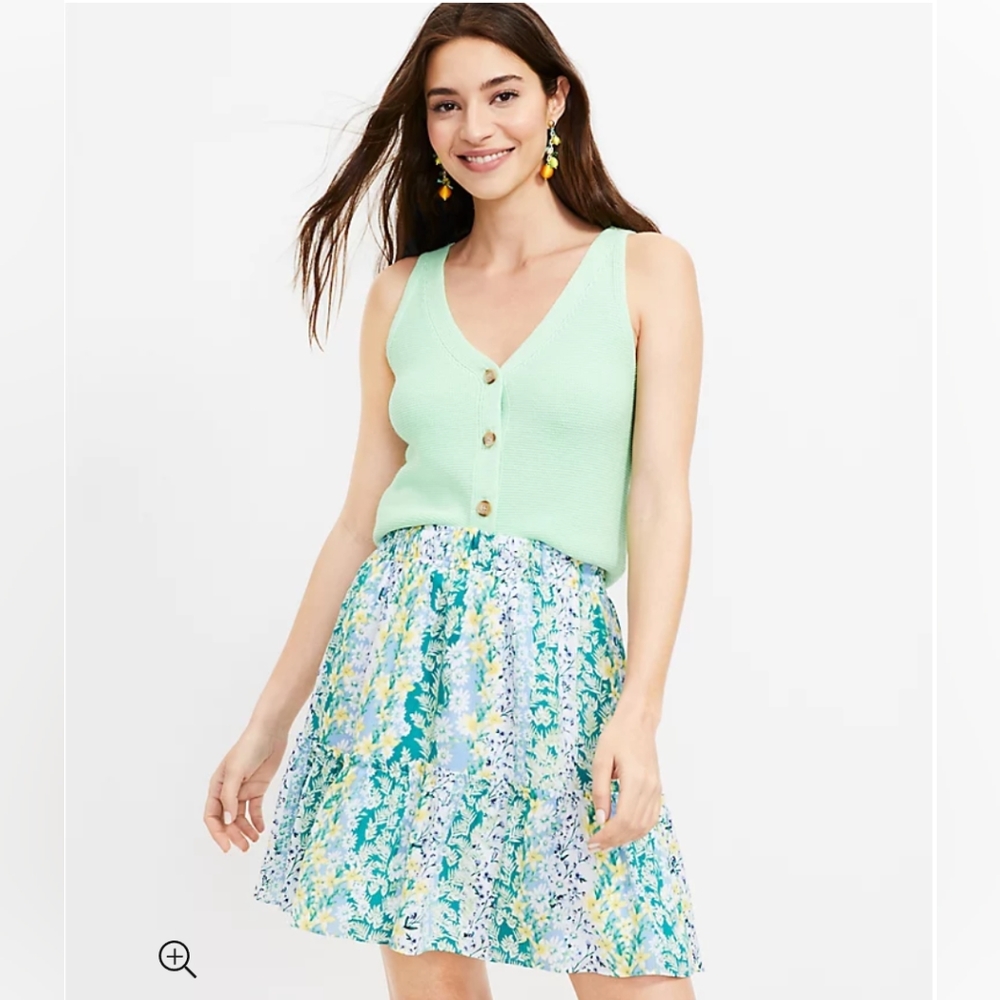 NWT LOFT Floral Ruffle Flounce Skirt